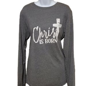 Bella Canvas Gray Christ Is Born Shirt Size LG